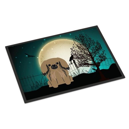 Carolines Treasures Halloween Scary Pekingnese Tan Indoor or Outdoor Mat, 24 x 0.25 x 36 in. BB2292JMAT